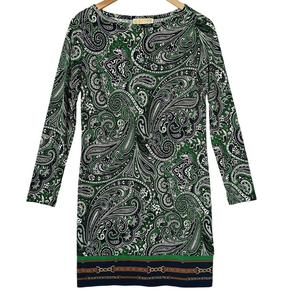 MICHAEL Michael Kors Dress Sz Small Paisley Mini Long‎ Sleeve Boho Hippie - Picture 2 of 13